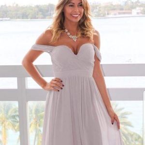 Brand New Silver Off the shoulder Formal Dress
